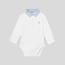 Baby boy bodysuit with Oxford collar