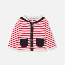 Baby boy cardigan with a sailor collar