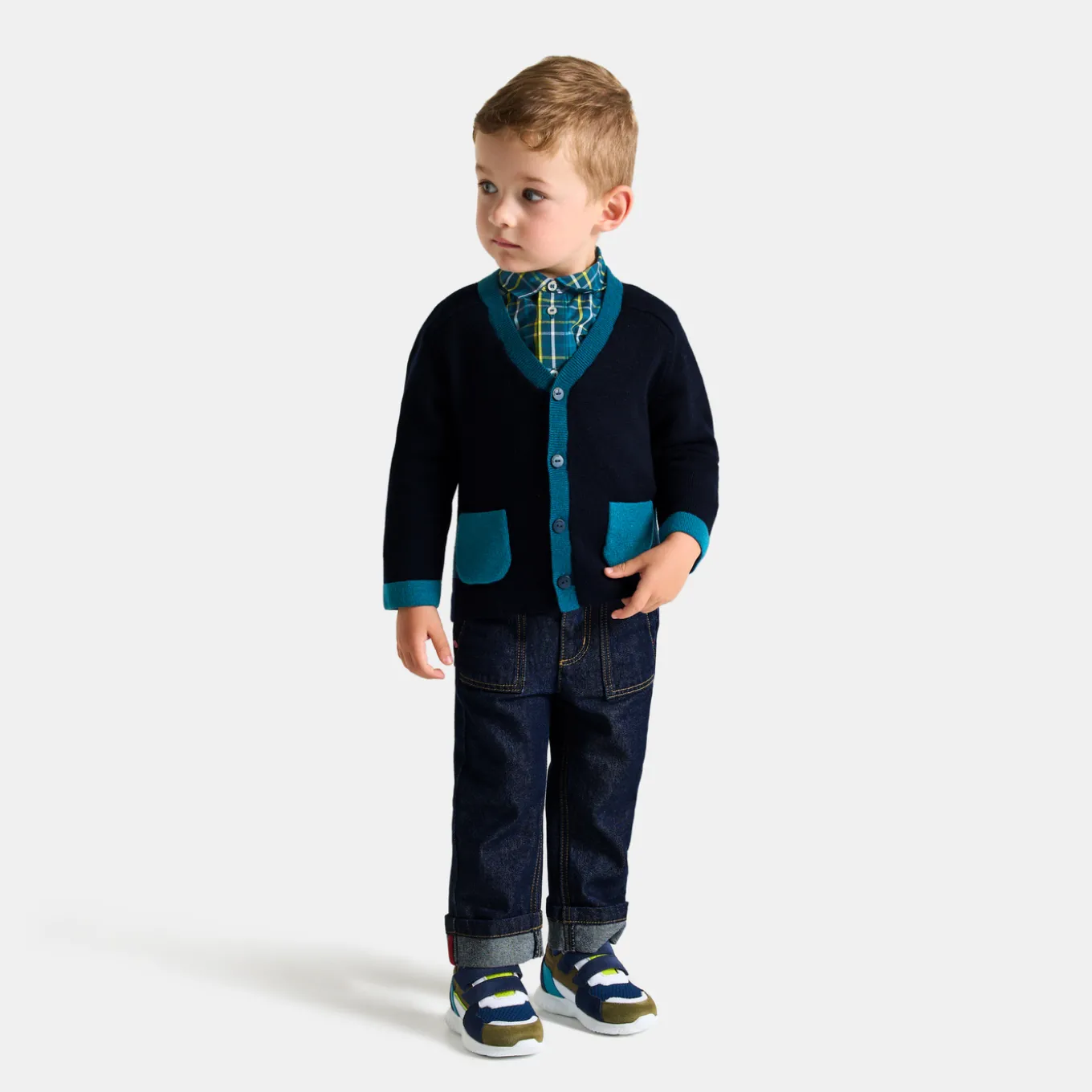Baby boy color block cardigan