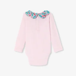 Baby girl bodysuit with Liberty fabric collar