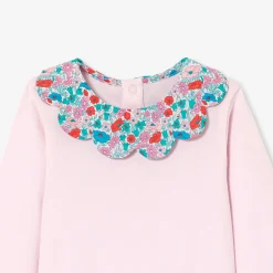 Baby girl bodysuit with Liberty fabric collar
