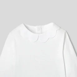 Baby girl bodysuit with scalloped collar