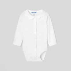Baby girl bodysuit with scalloped collar