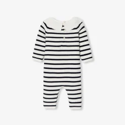 Baby girl jumpsuit in garter stitch