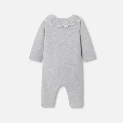 Baby girl jumpsuit in garter stitch