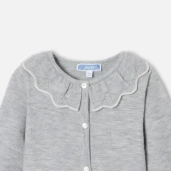 Baby girl jumpsuit in garter stitch