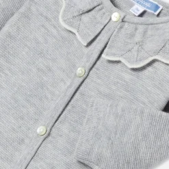 Baby girl jumpsuit in garter stitch