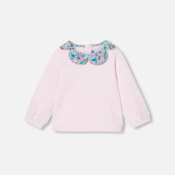 Baby girl sweatshirt with Liberty fabric collar