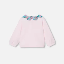 Baby girl sweatshirt with Liberty fabric collar