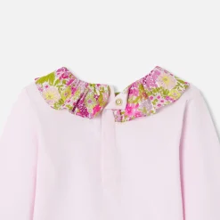 Baby girl T-shirt with a Liberty fabric collar