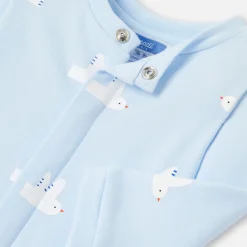 Baby pajamas in fleece with a seagull pattern