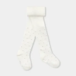Baby tights with silver polka dots