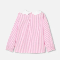 Girl blouse in striped poplin