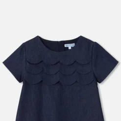Girl denim trapeze dress