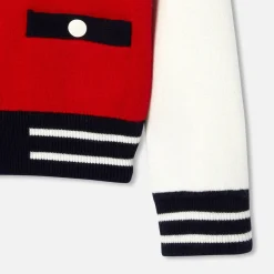 Girl knitted varsity jacket